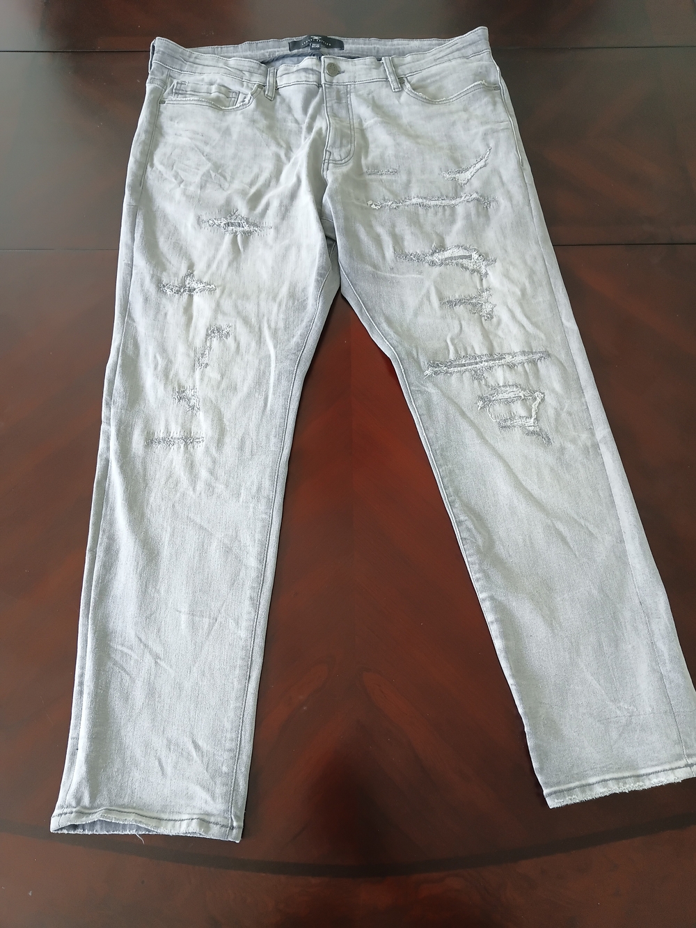 Jordan Craig Legacy Edition Sean  Light Gray Distressed Jeans Size 40x32